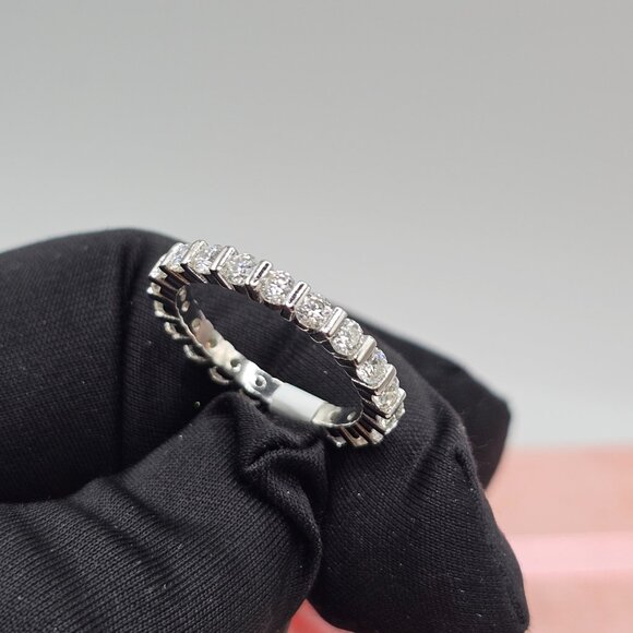Sterling Silver 925 Rhodium Plated Moissanite Eternity Band 2.75mm Ring - Picture 6 of 12